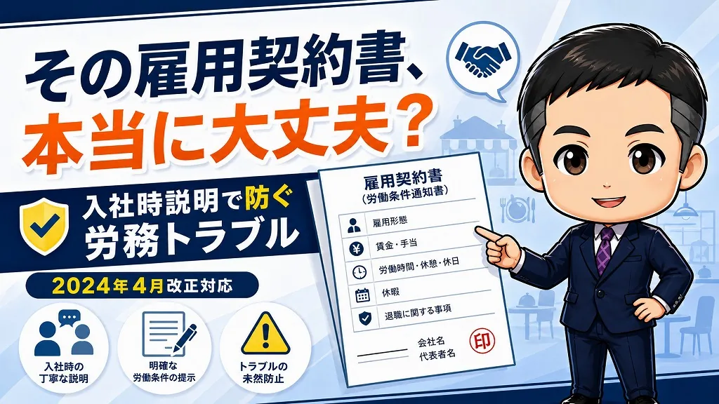 サービス業の労務トラブルを防ぐ！入社時の労働条件説明と雇用契約書の重要性