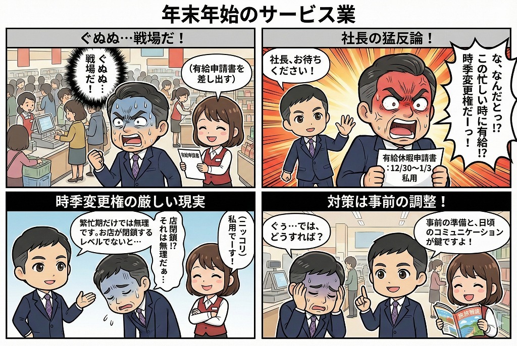 サービス業の年末年始！有給休暇の時季変更権は使える？