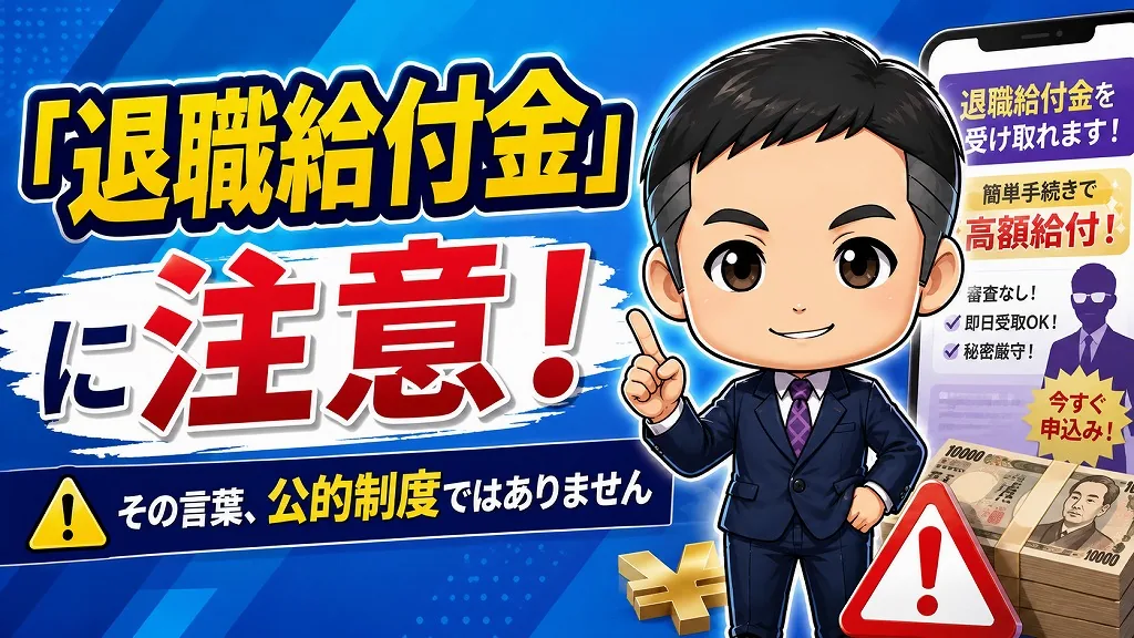 「退職給付金」に注意！退職後に【数百万円】もらえるという広告を見たら、まず疑ってください